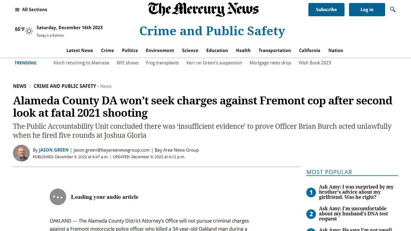 Alameda County DA won’t seek charges against Fremont cop after second ...