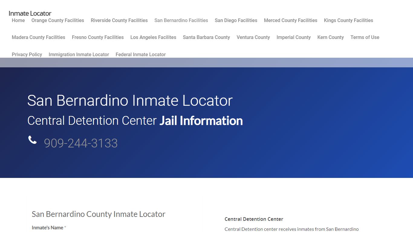San Bernardino Inmate Locator - Central Detention Center